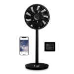 Vooraanzicht draadloze Whisper Flex Smart ventilator in een zwarte kleur